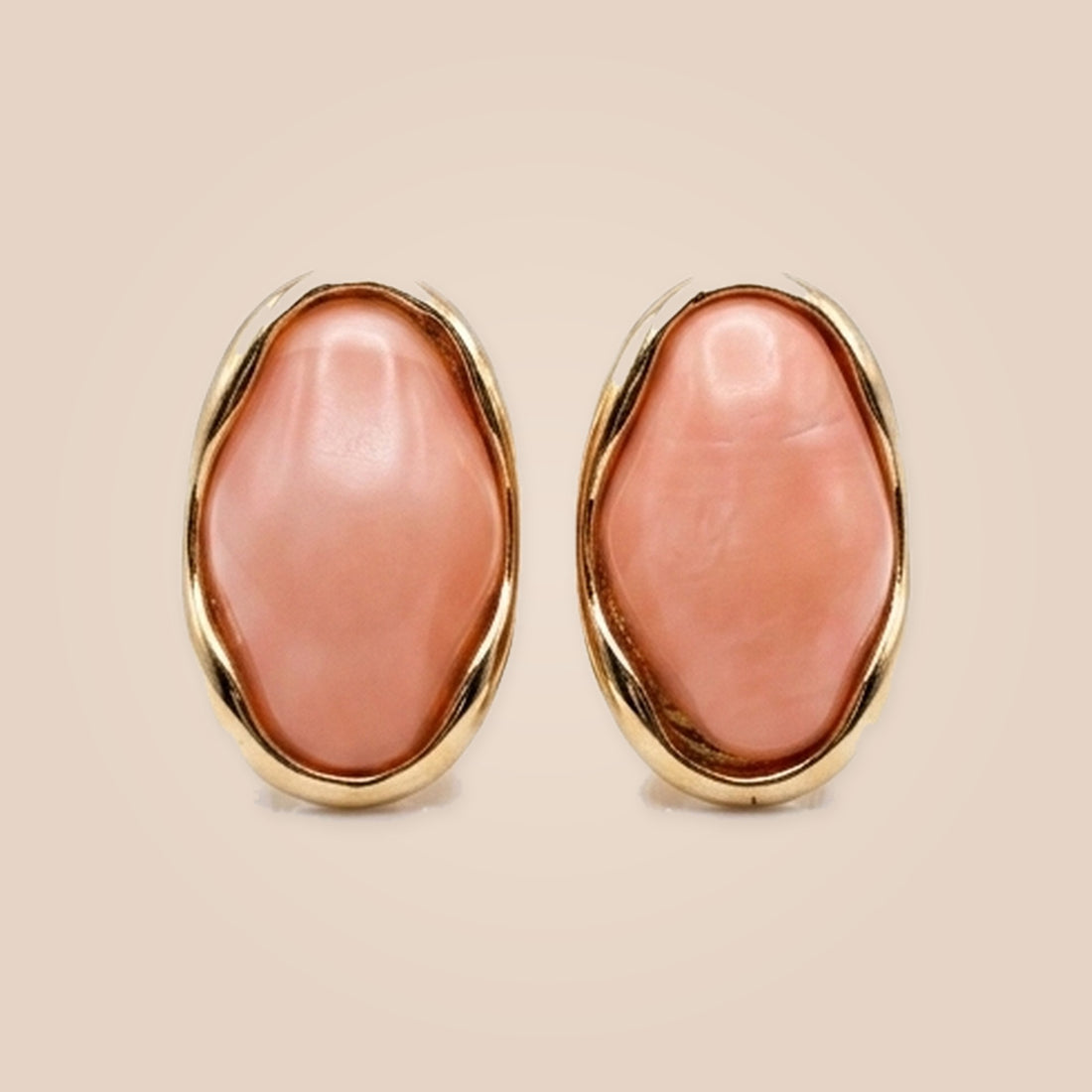 Blush Peach & Gilded Contour Earrings