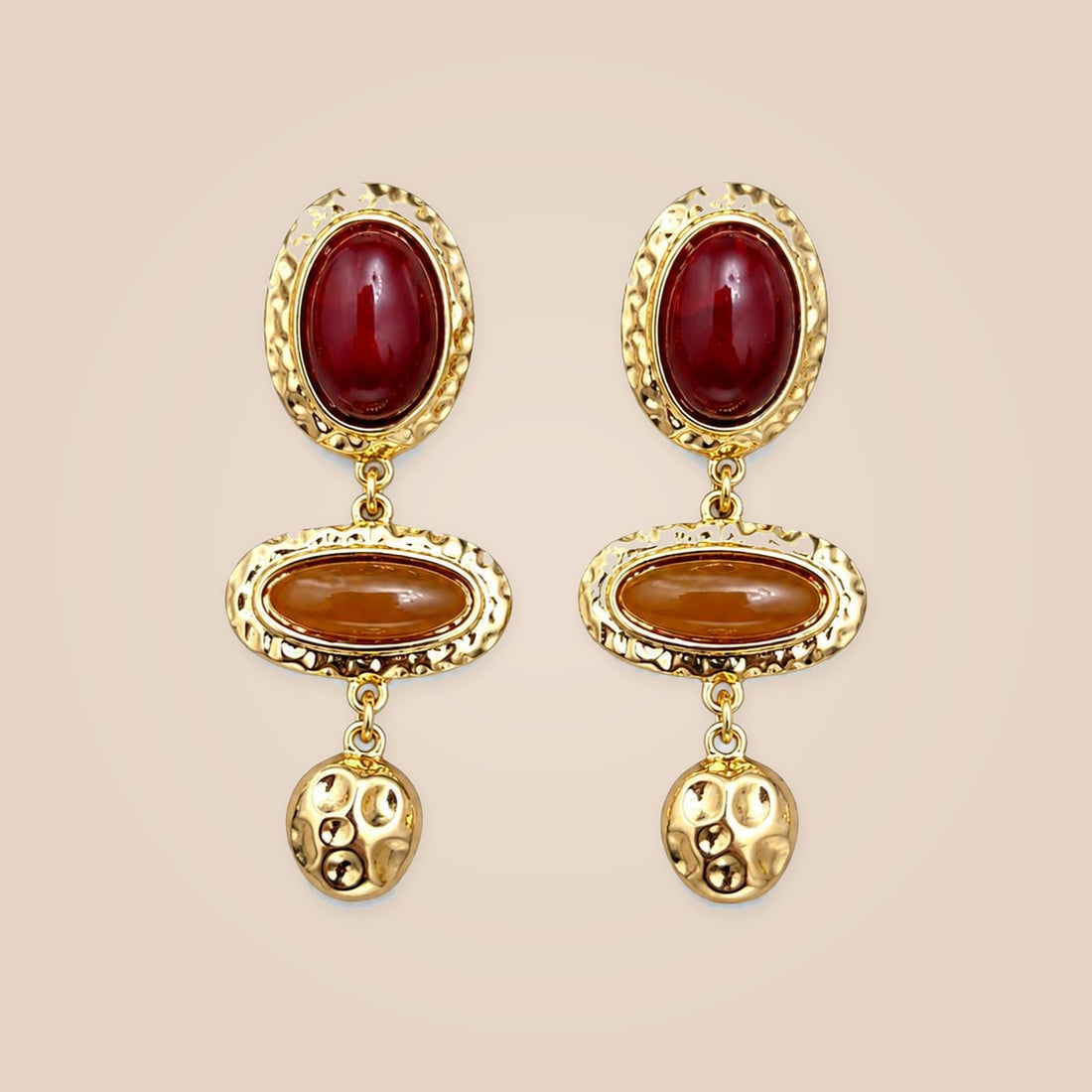 Boho-Luxe Red Resin & Amber Drop Piece