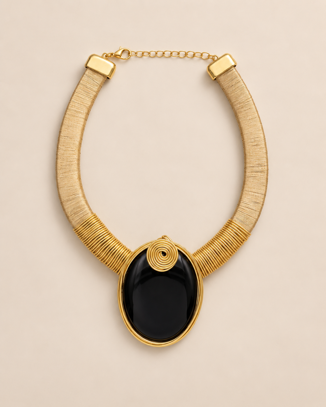 Gold Necklace with Amber Pendant