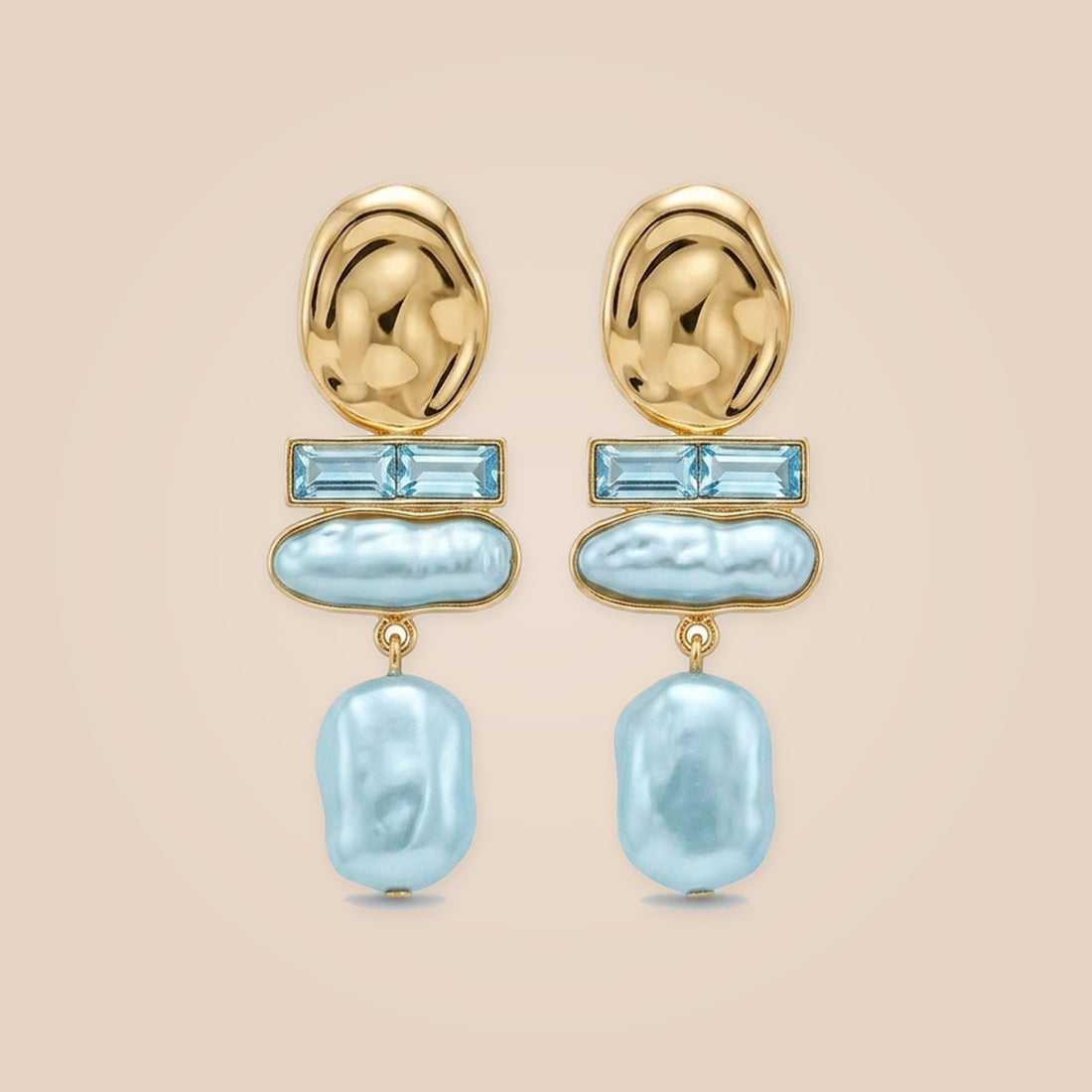 Ice Blue Baroque Pearl & Crystal Drop