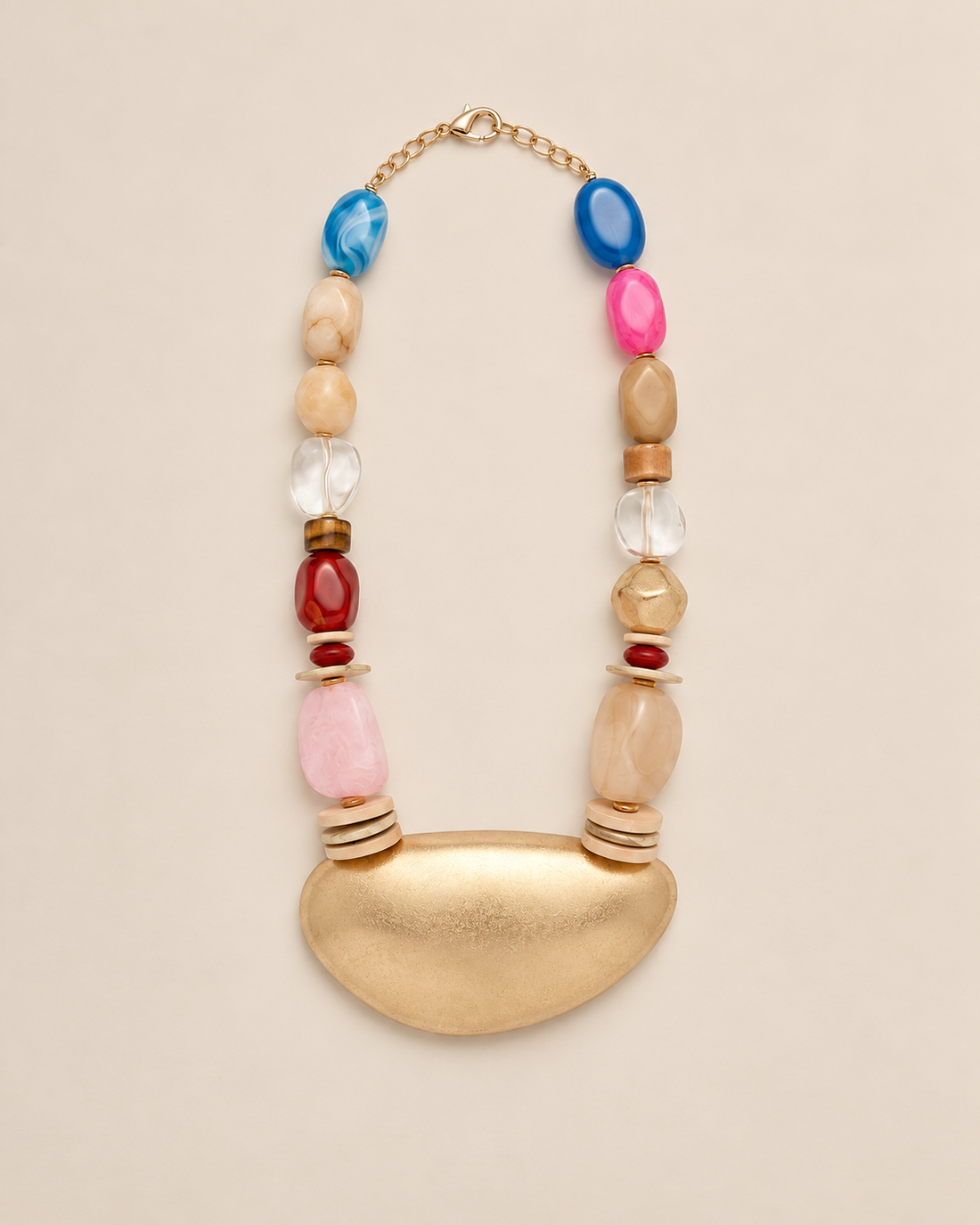 Multi-Gemstone & Brushed Gold Statement Piece