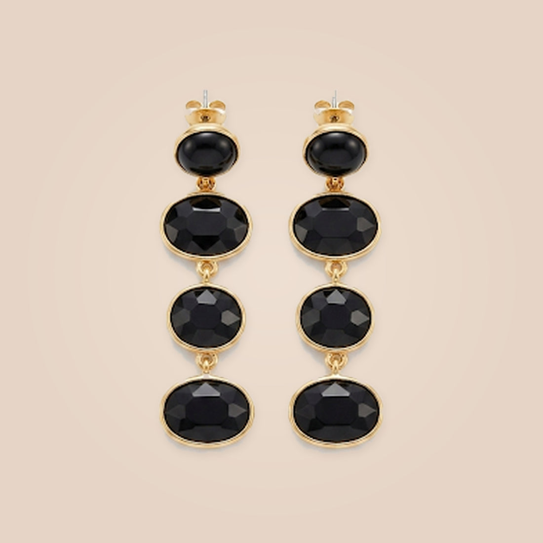 The Noir Cascade Gold-Framed Earrings