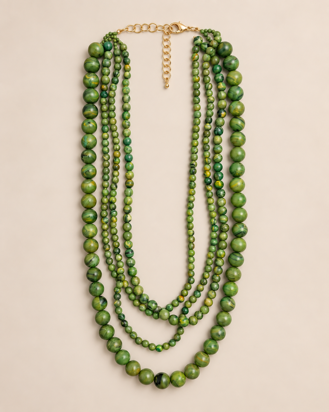 Olive Marbled Multi-Strand Necklace