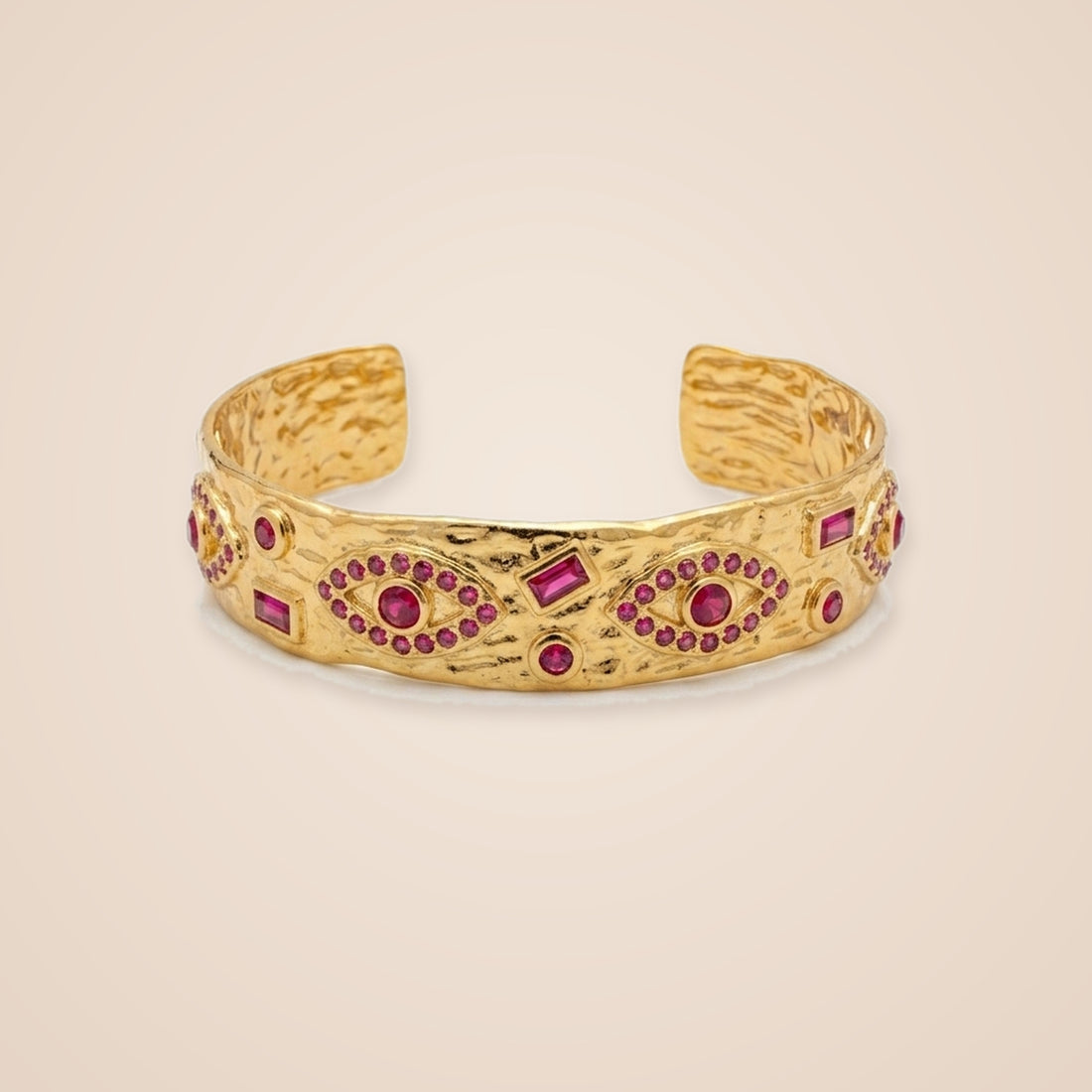 Red Stone Eye Gold Cuff