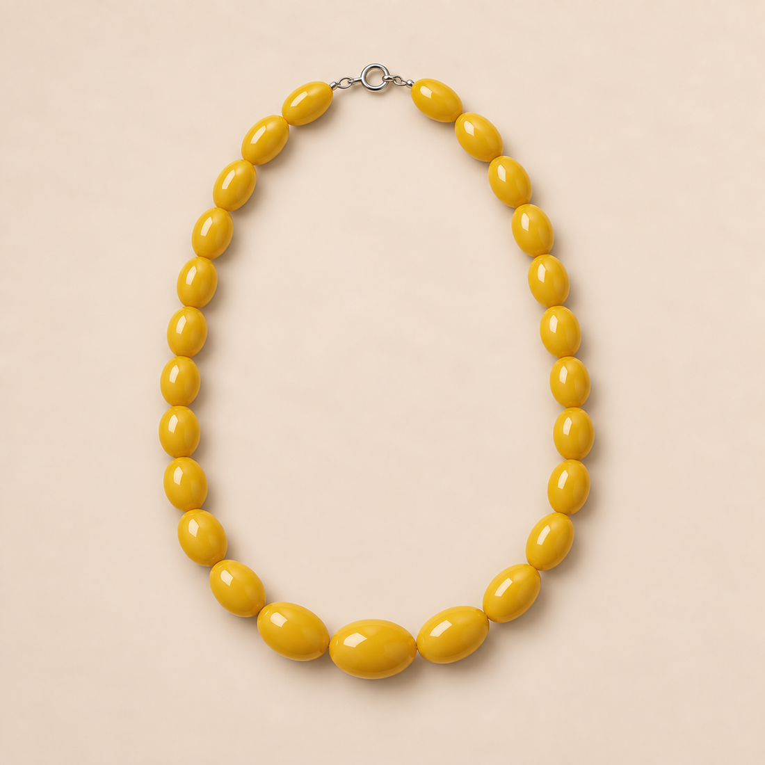 Yellow Oval Bead Necklace