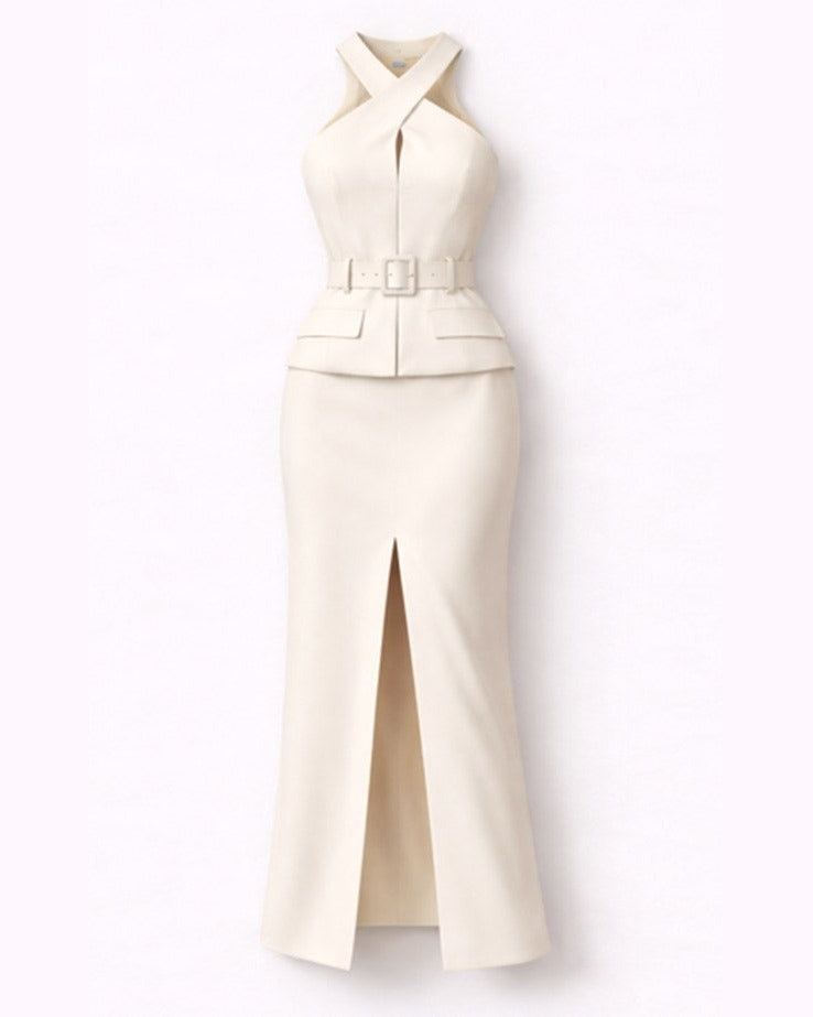 Backless Top & Skirt Set