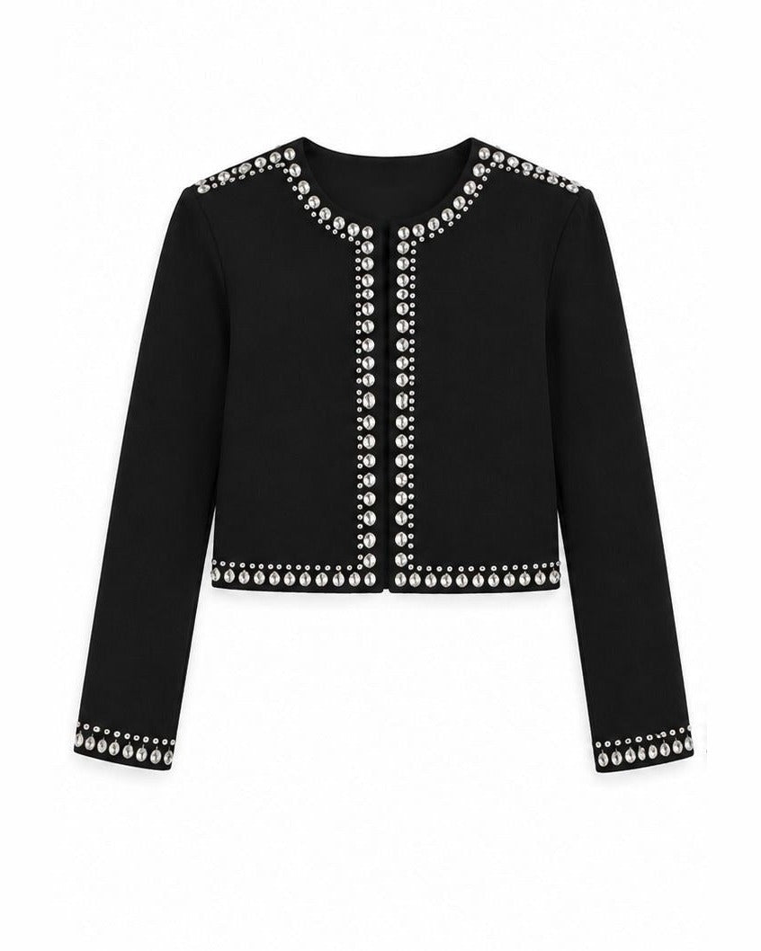 Crystal-Trim Jacket — Black