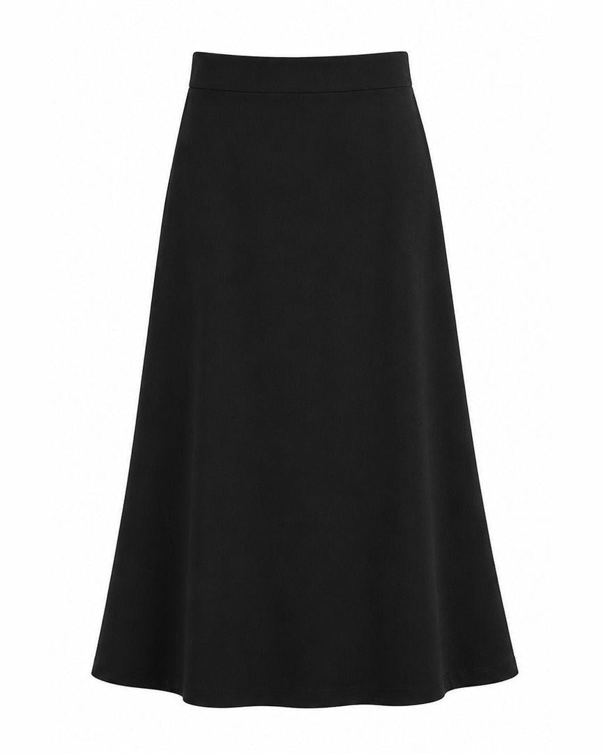 Black Satin Midi Skirt