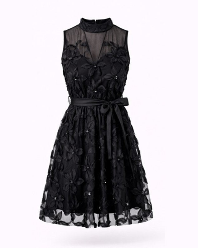 Floral Mini Dress — Black