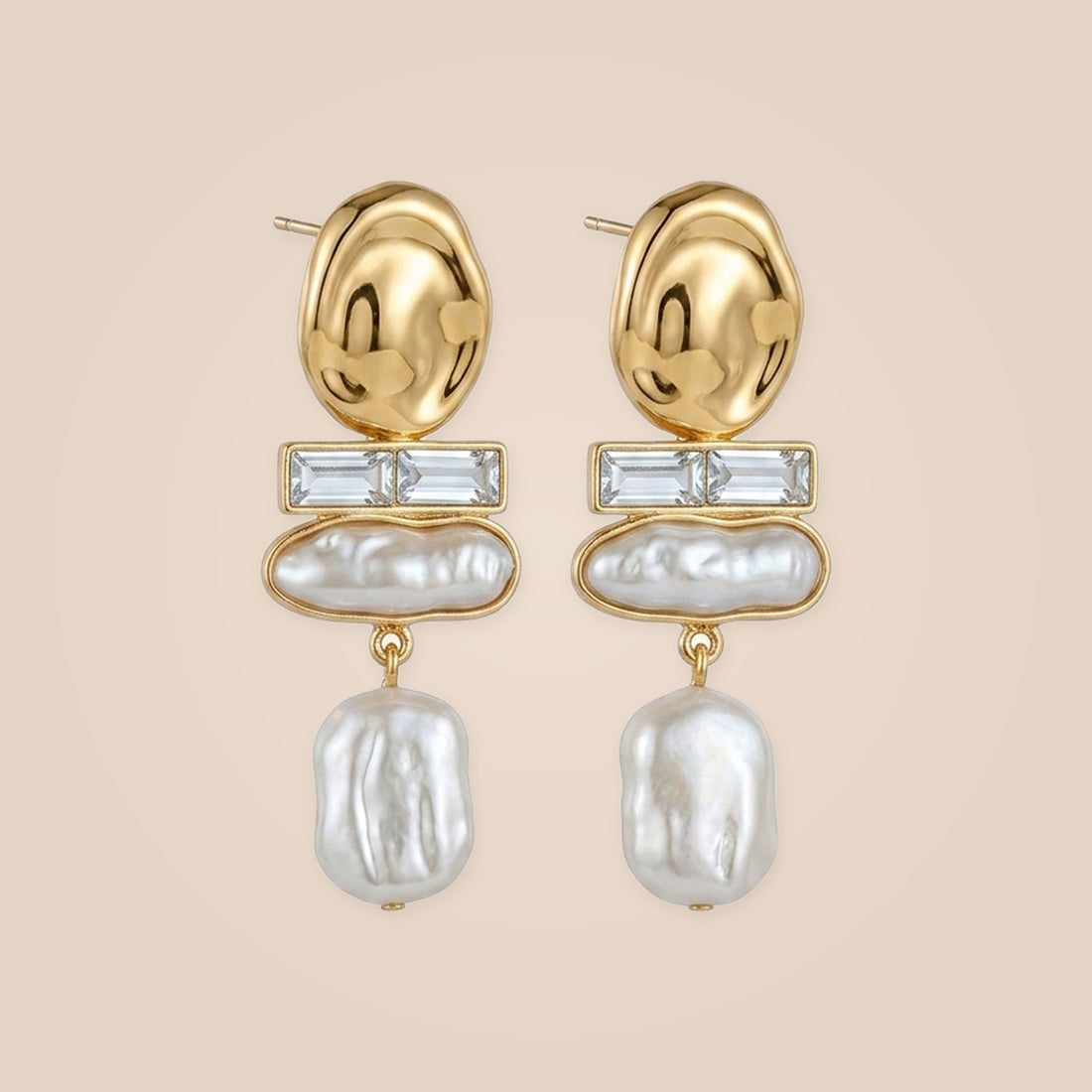 Baroque Pearl &amp; Champagne Crystal Drop