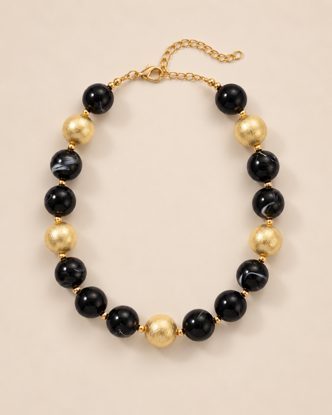 Black &amp; Gold Ball Necklace