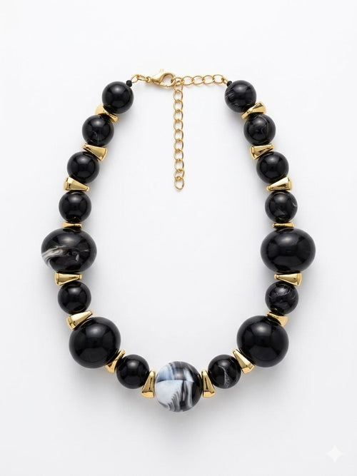 Black & gold beaded necklace