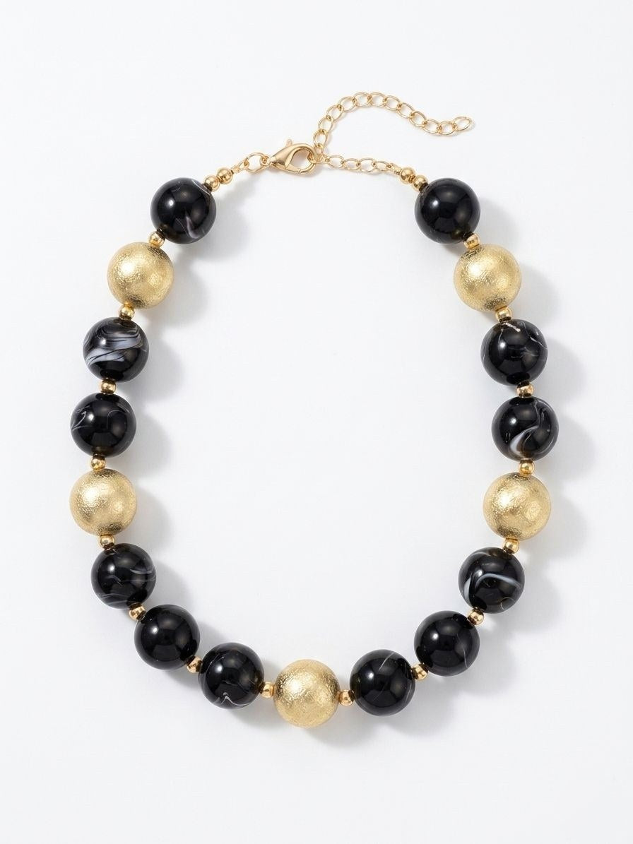 Black & Gold Ball Necklace