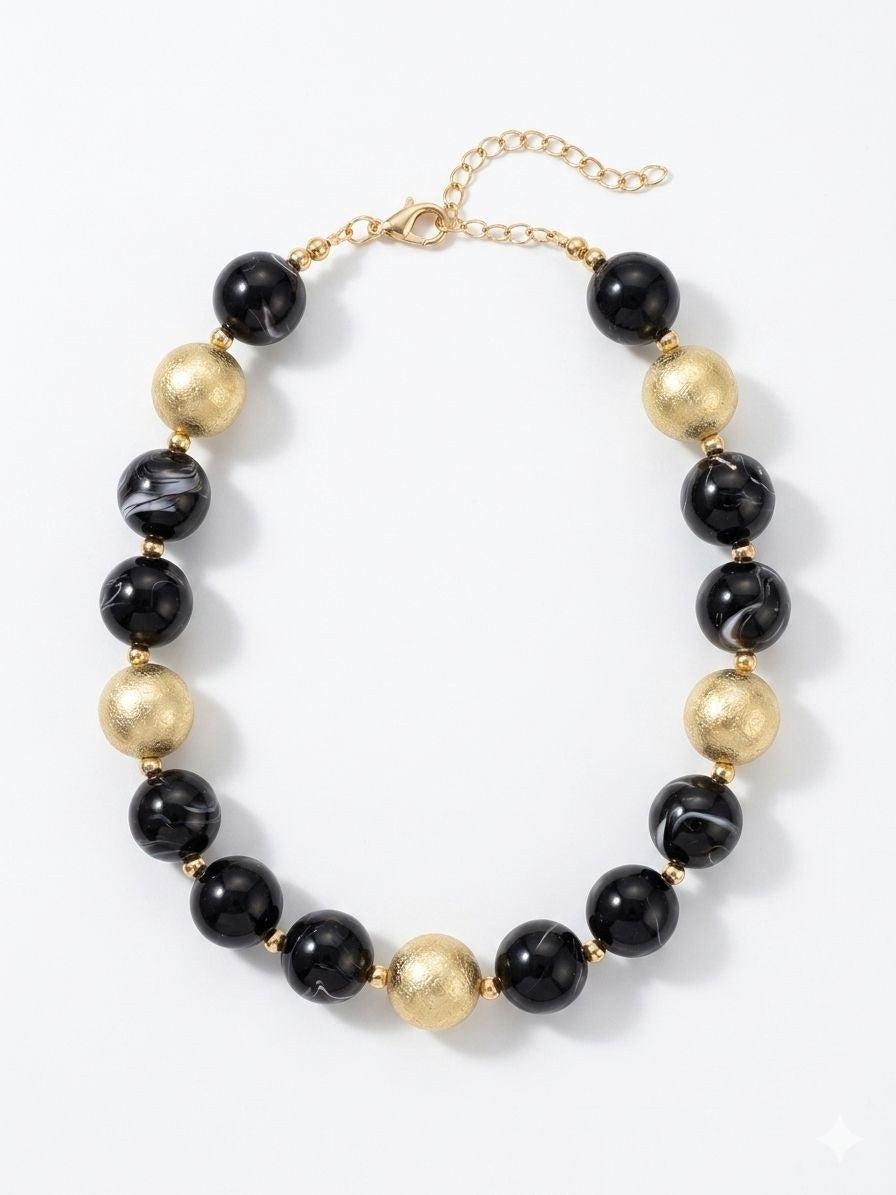 Black & silver beaded necklace