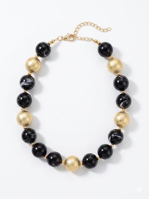 Black & silver beaded necklace
