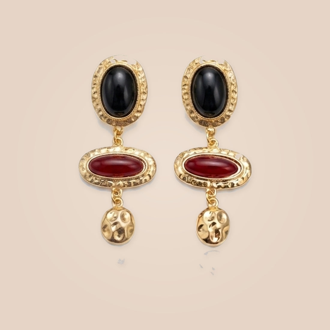 Boho-Luxe Black Resin &amp; Red Drop Piece