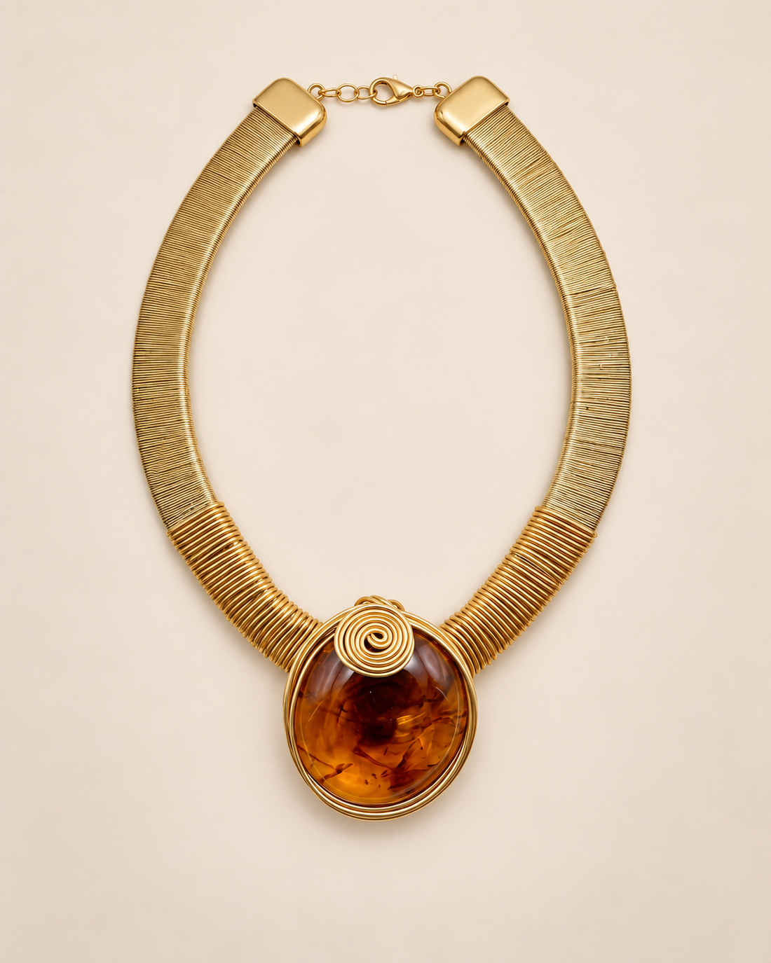Brushed Gold &amp; Amber Solstice Necklace