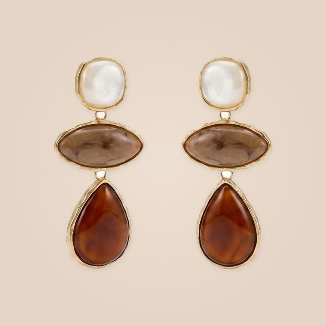 Caramel &amp; Burgundy Drop Earrings