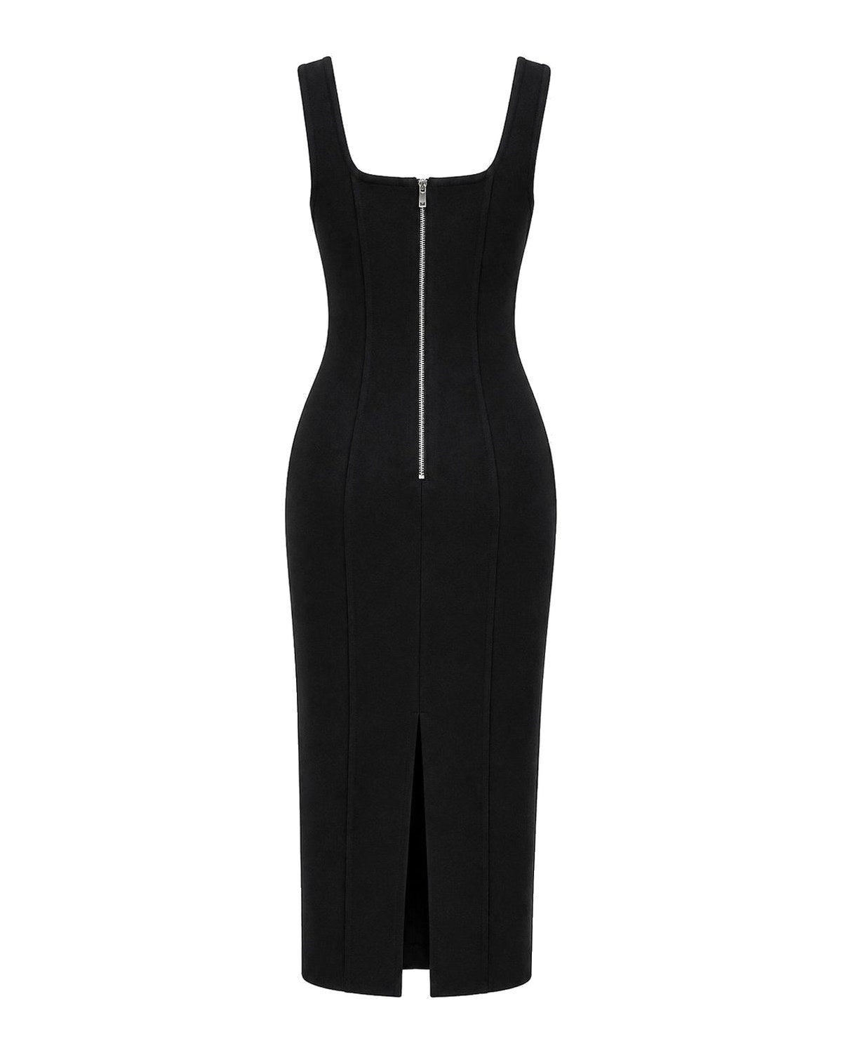 Corset midi dress Black back