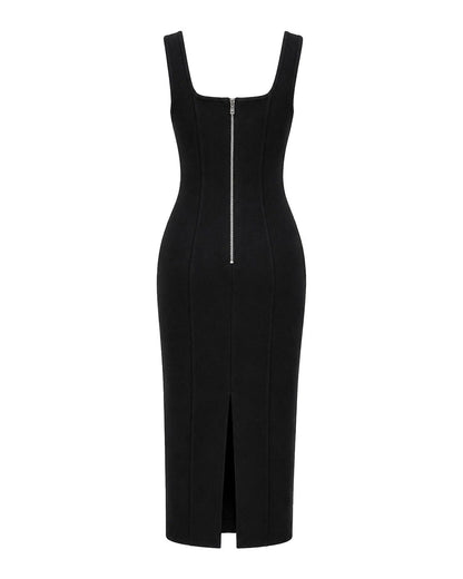 Corset midi dress Black back