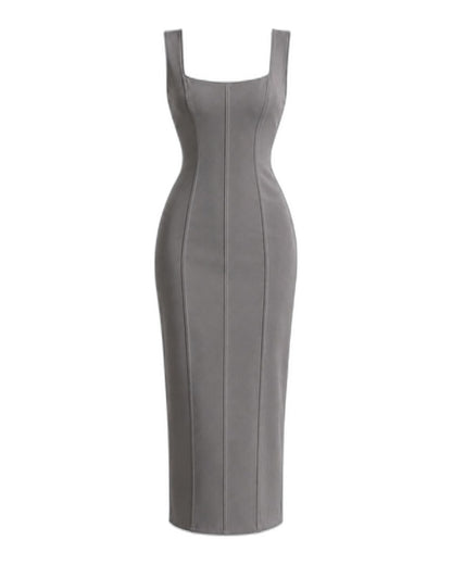 Corset midi dress Grey back