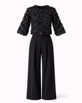 Floral Balloon-Sleeve Jacket — Black