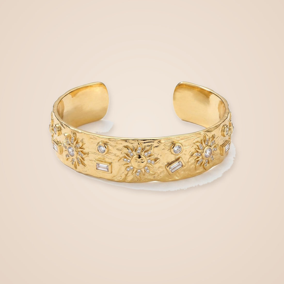 Enamel &amp; White Stone Gold Cuff