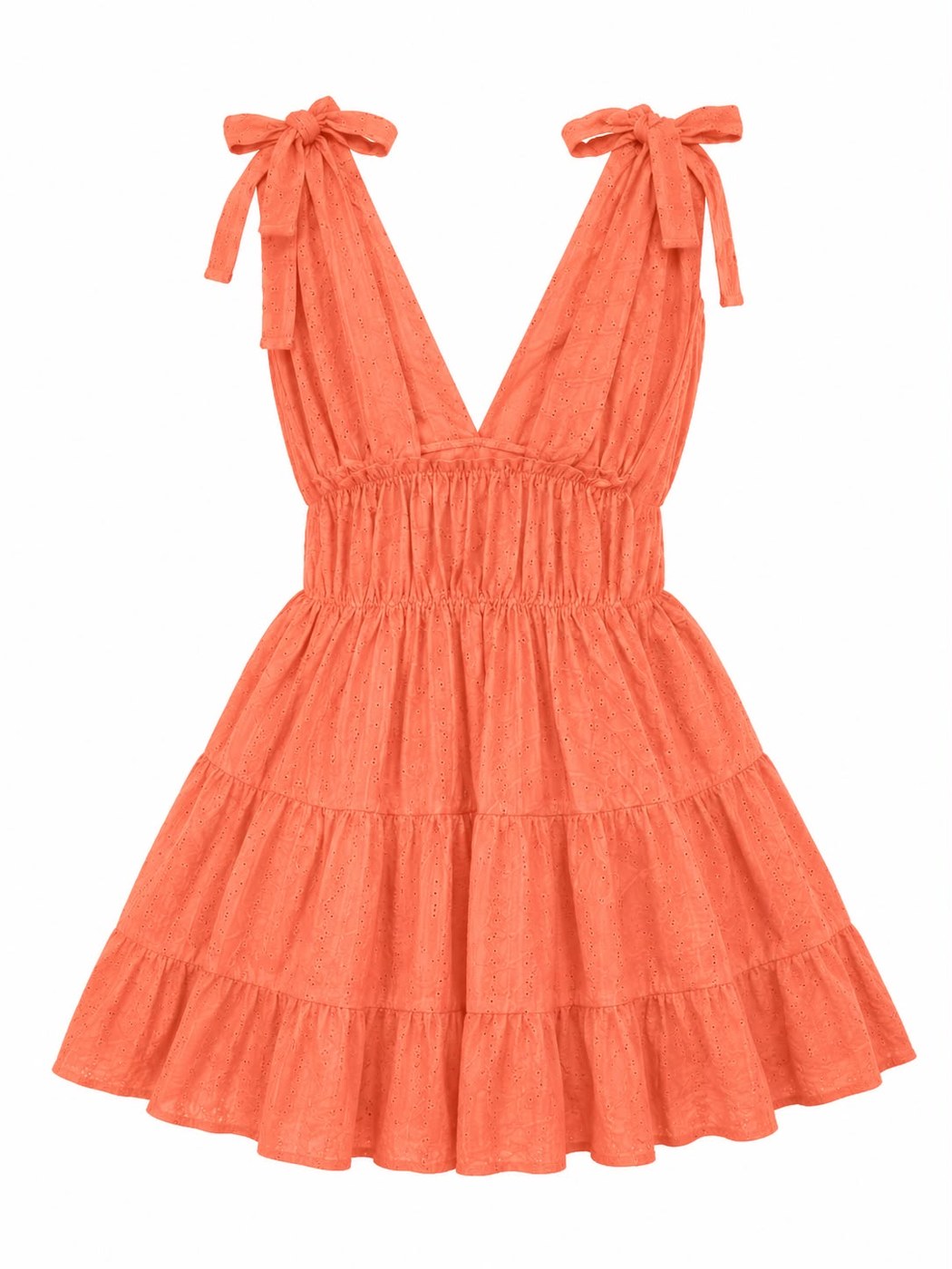 Eyelet ruffle mini dress Coral