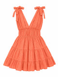 Eyelet ruffle mini dress Coral