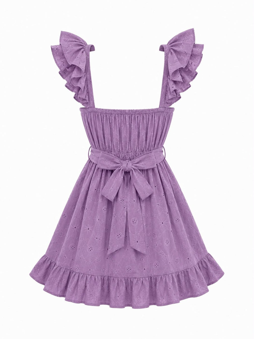 Eyelet ruffle mini dress Khaki