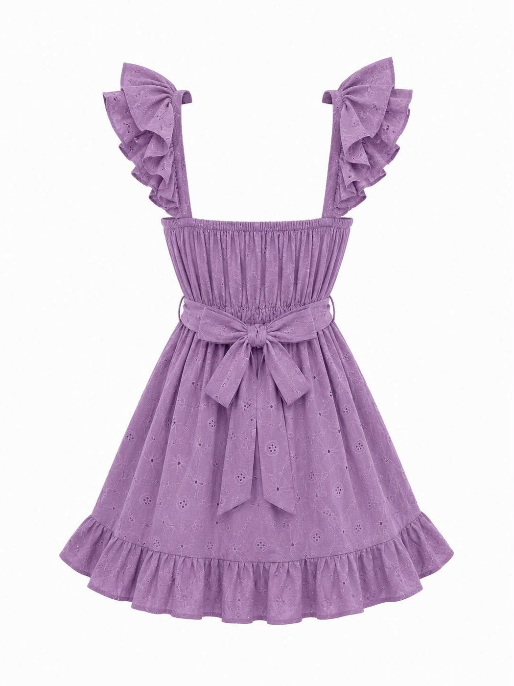 Eyelet ruffle mini dress Khaki