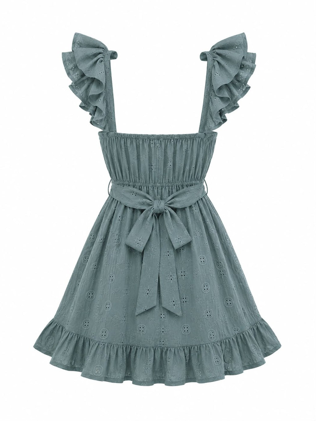 Eyelet ruffle mini dress Purple back
