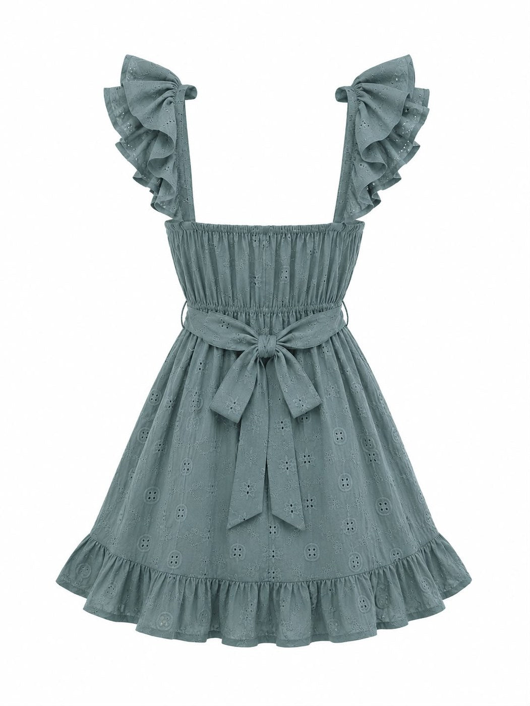 Eyelet ruffle mini dress Purple back