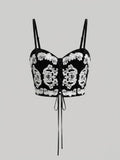 Baroque Bustier Crop Top — Black