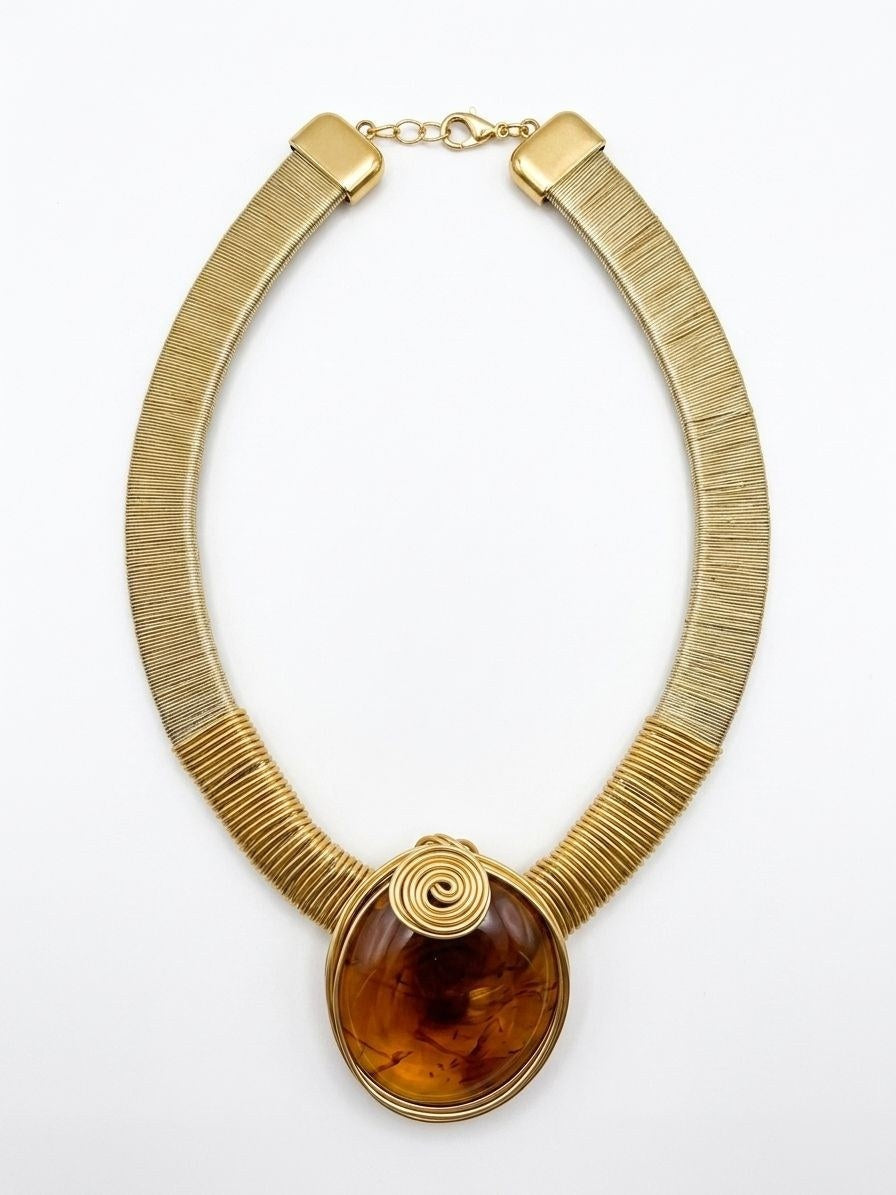 Gold Beaded Statement Necklace