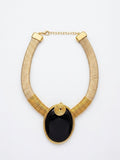 Gold Necklace with Amber Pendant