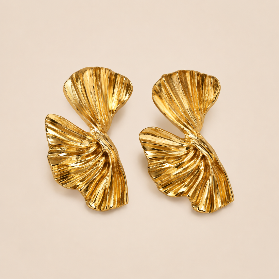 Gold Textured Stud Earrings