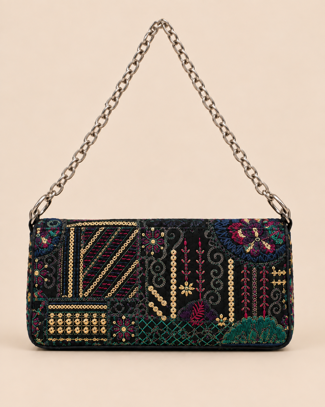 Handcrafted Beaded Crossbody Mini Bag - Back