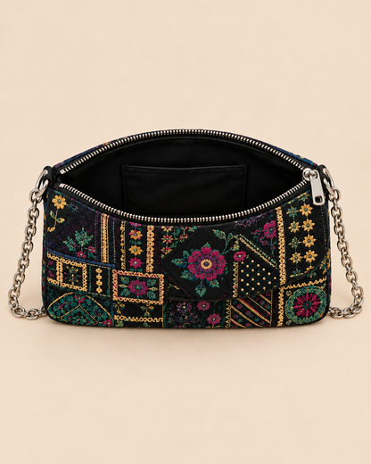 Handcrafted Beaded Crossbody Mini Bag - Open Top