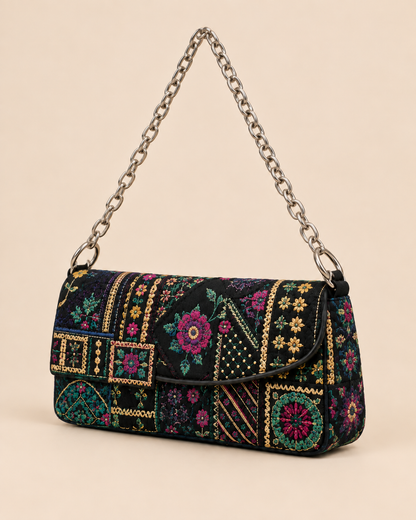 Handcrafted Beaded Crossbody Mini Bag - Side