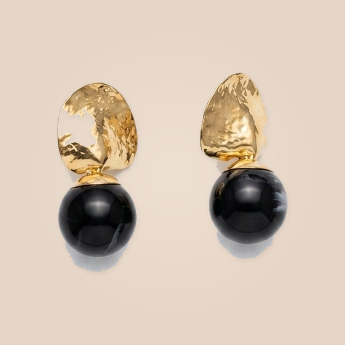 Marbled Black Ball &amp; Gilded Statement Drop