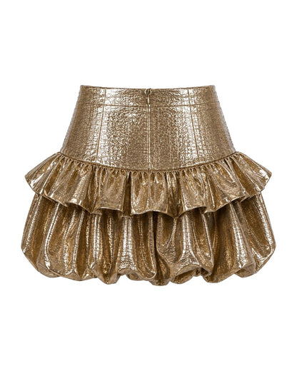 Metallic bubble skirt Gold