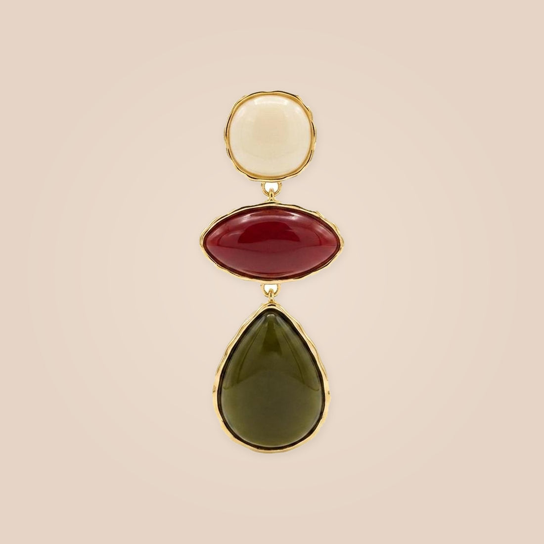 Olive &amp; Burgundy Drop Earrings