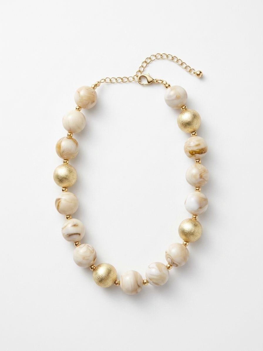 Pearl & Gold Beaded Necklace