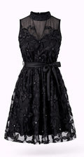 Short black dress with flowers 20836