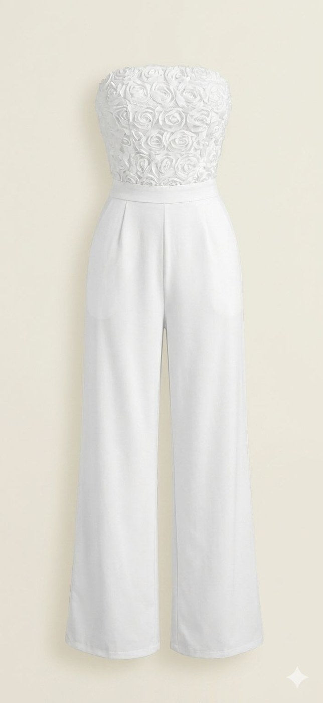 Sleeveless floral Jumpsuit — Offwhite