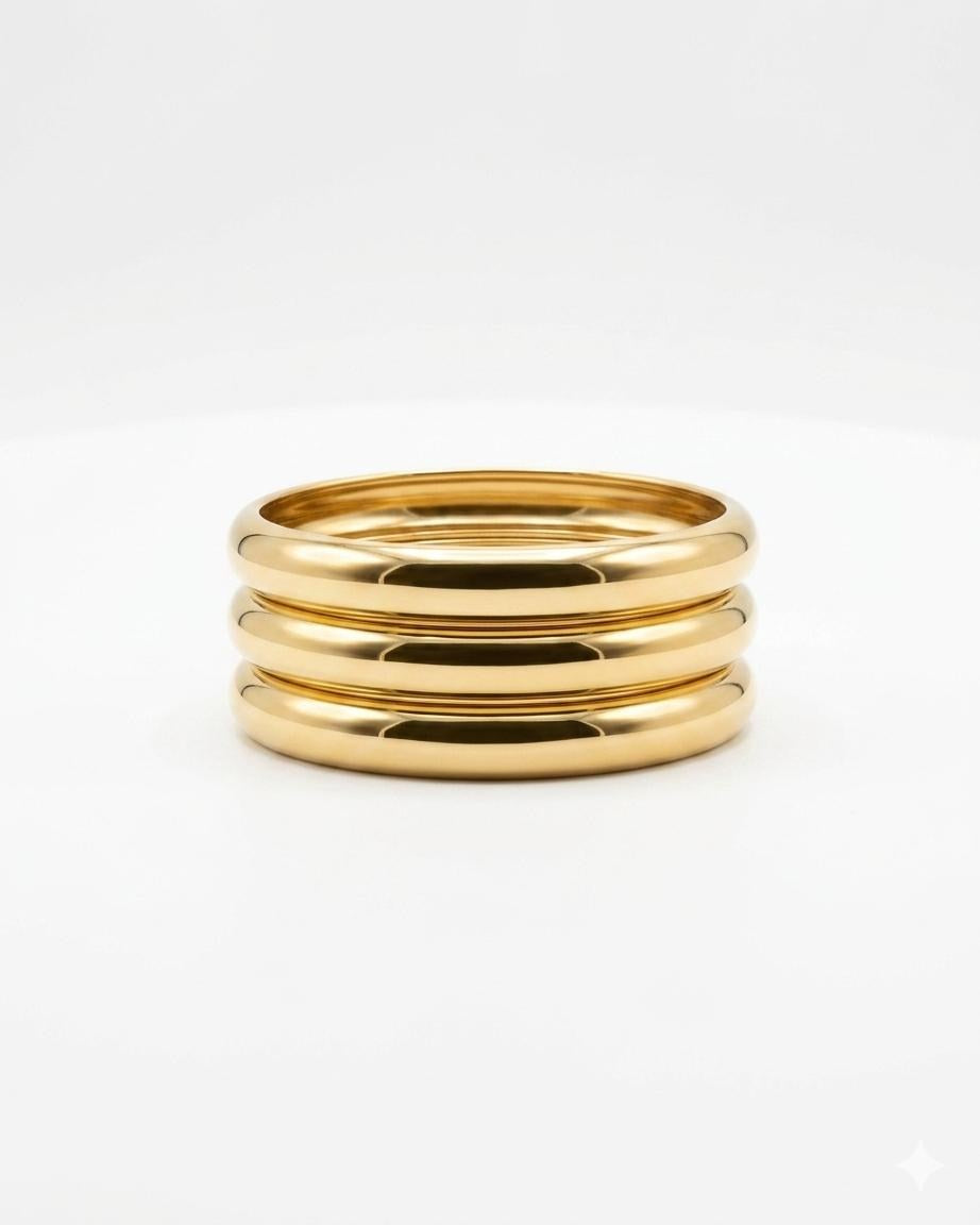 Stacked gold rings