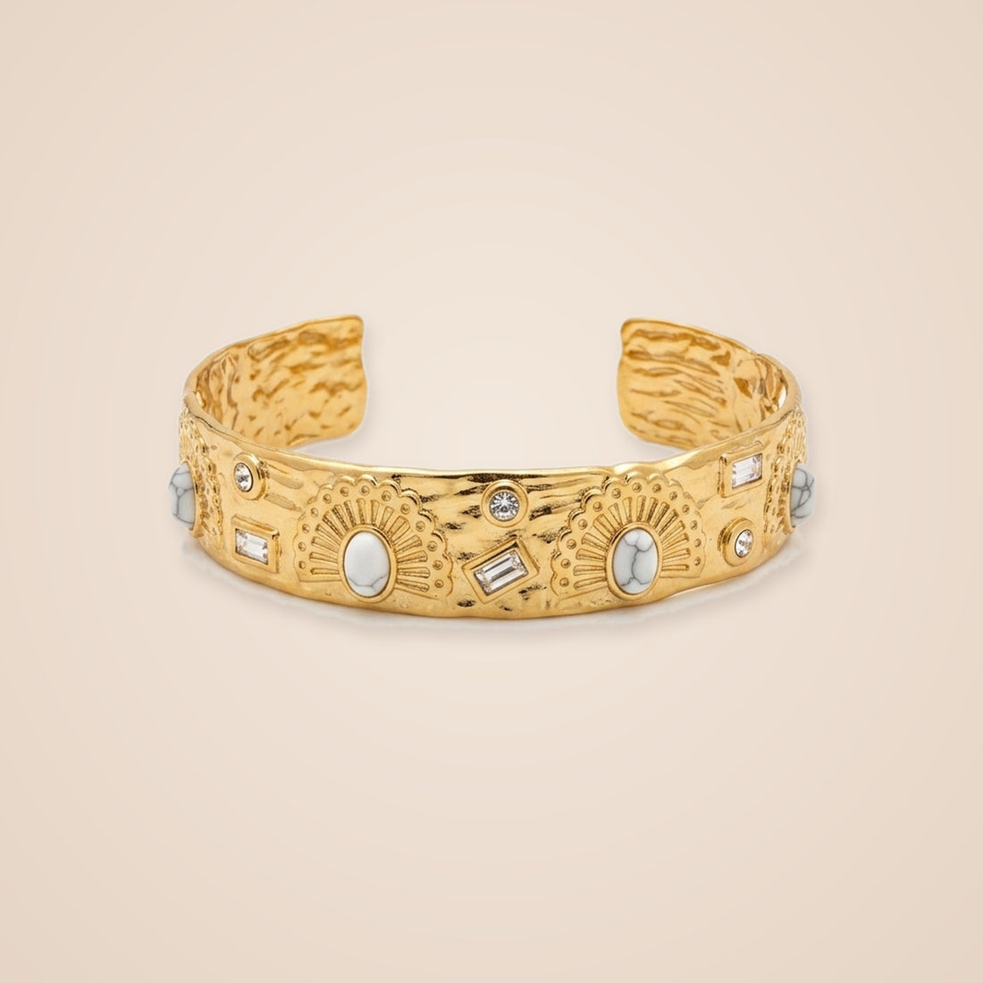 White Stone Gold Cuff